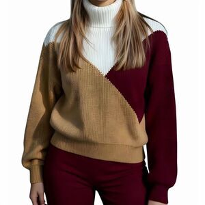 Storia‎ Women's Colorblock Turtleneck Sweater Size S Multicolor
